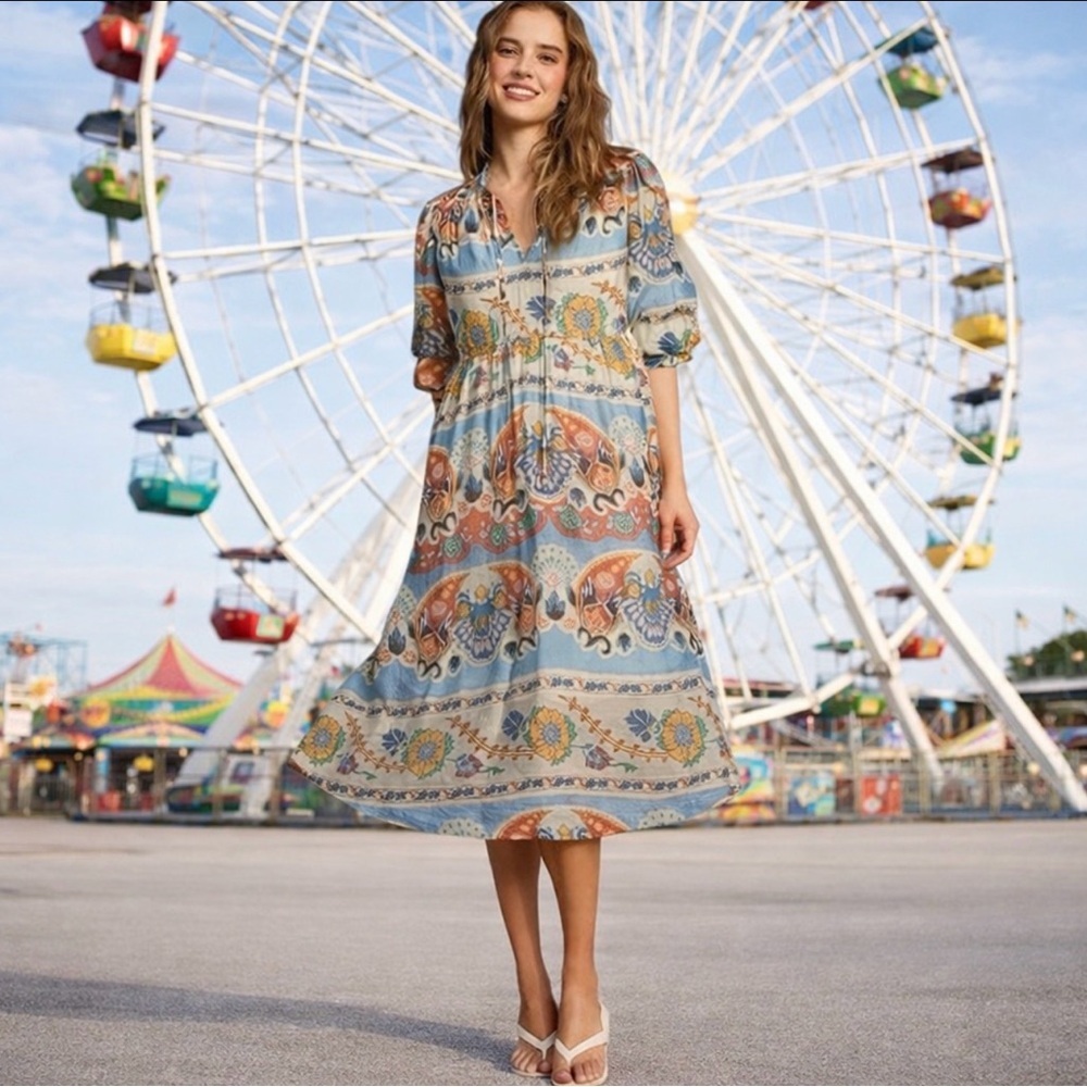 Bohemian Floral Midi Dress